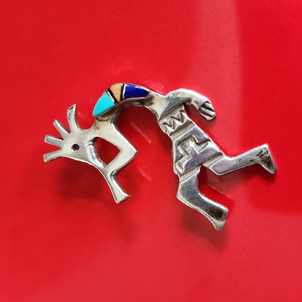 Wilbur Musket  Sterling Silver Turquoise Kokopelli Pendant